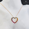 18k Rose Gold Multicolour Sapphire Rainbow Heart Pendant