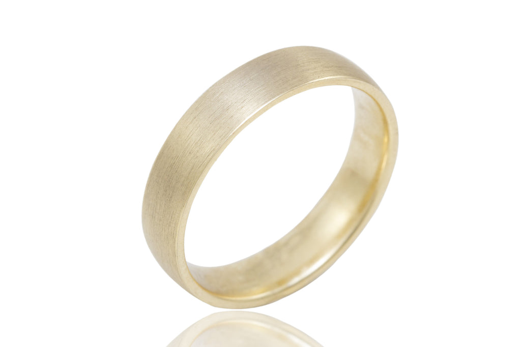 9K Polished Mat with Straight Shiny Edge 5mm Wedding Ring