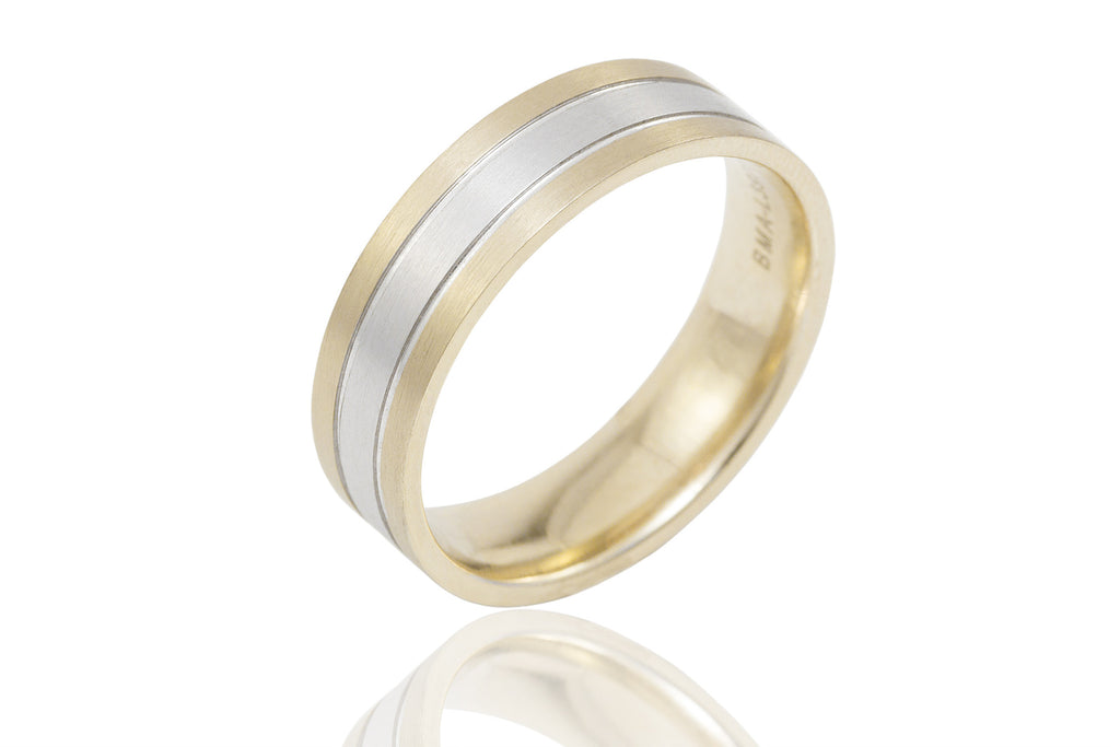 18K Polished Mat Bi Colour 6mm Wedding Ring