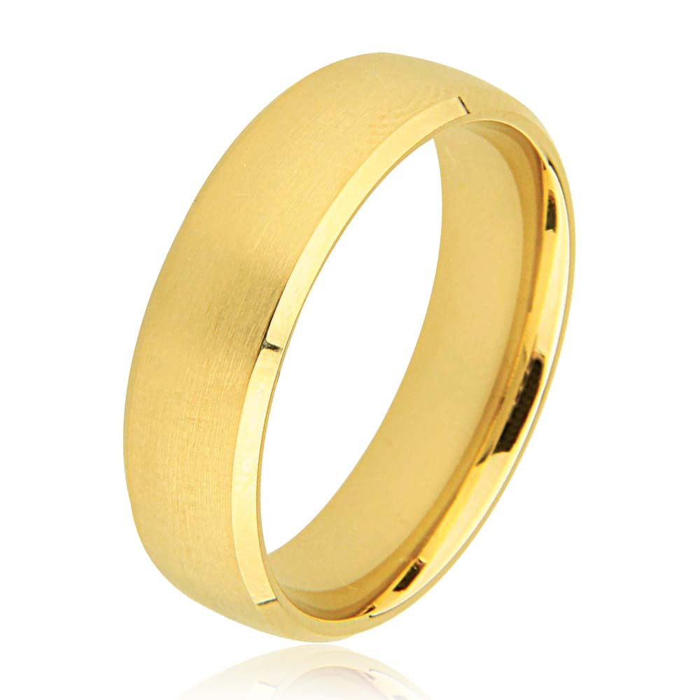9K Slight D Shape Polished Mat Centre Plain Wedding Ring