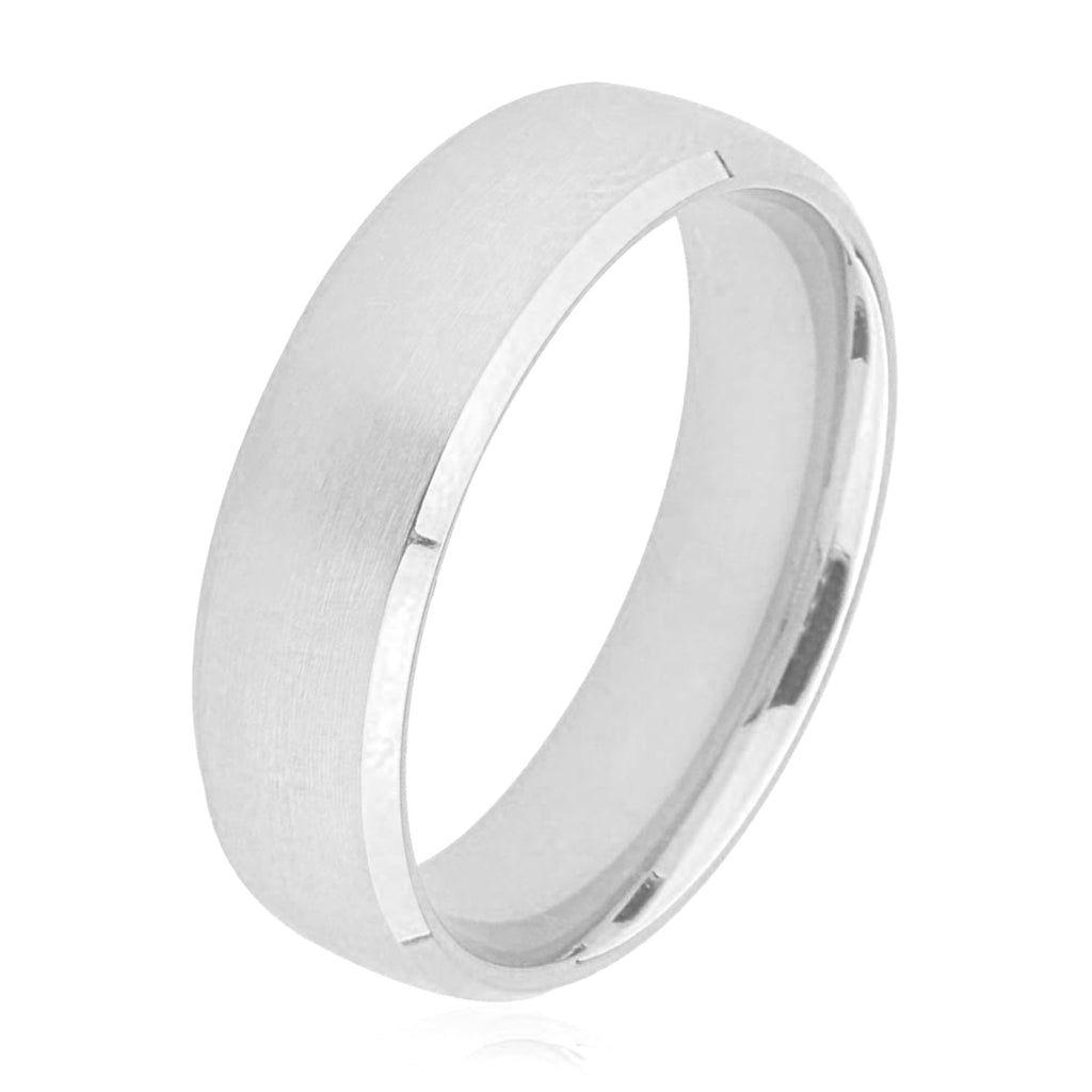 14K Slight D Shape Polished Mat Centre Plain Wedding Ring