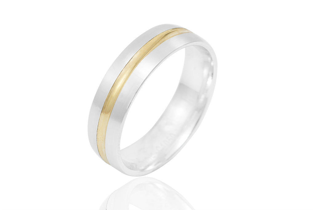 9K Polished Mat Slightly D Shape Centre Groove 6mm Wedding Ring