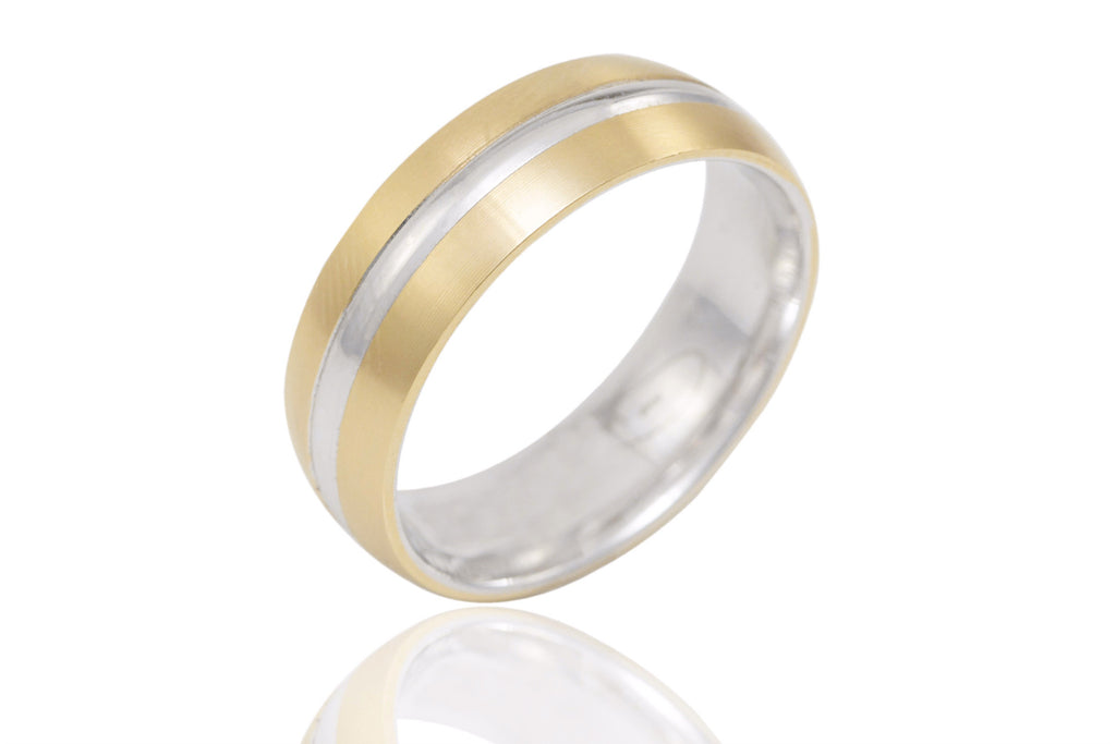 9K Bi Colour with Centre Groove 6mm Wedding Ring