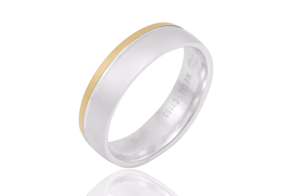 14K Bi Colour Mat 6mm Wedding Ring
