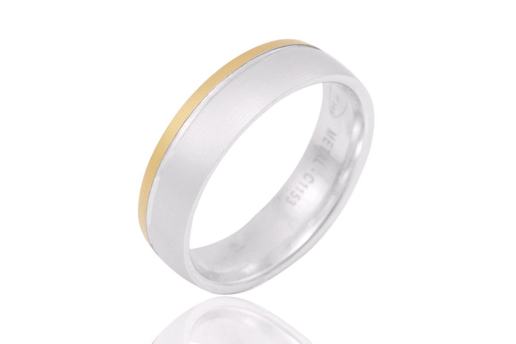 18K Bi Colour Mat 6mm Wedding Ring