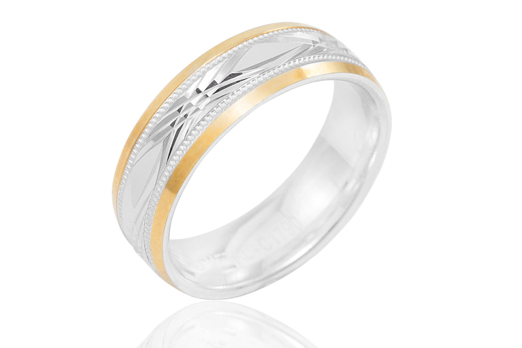 18K Machine Made Motif 6mm Wedding Ring