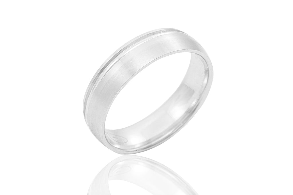 9K Polished Mat with Shiny Off Centre Groove 5.8mm Wedding Ring