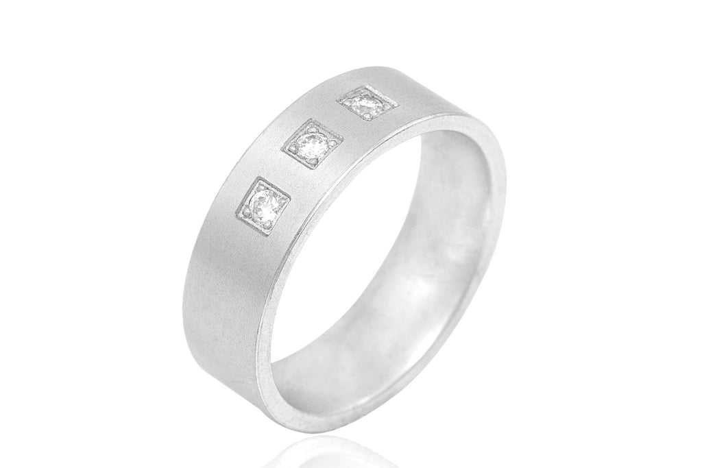 9K Polished Mat Diamond 6mm Wedding Ring
