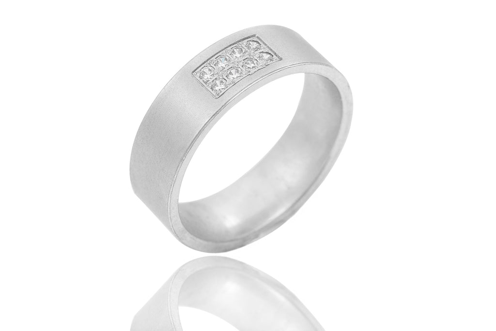 18K Full Mat Diamond 6mm Wedding Ring