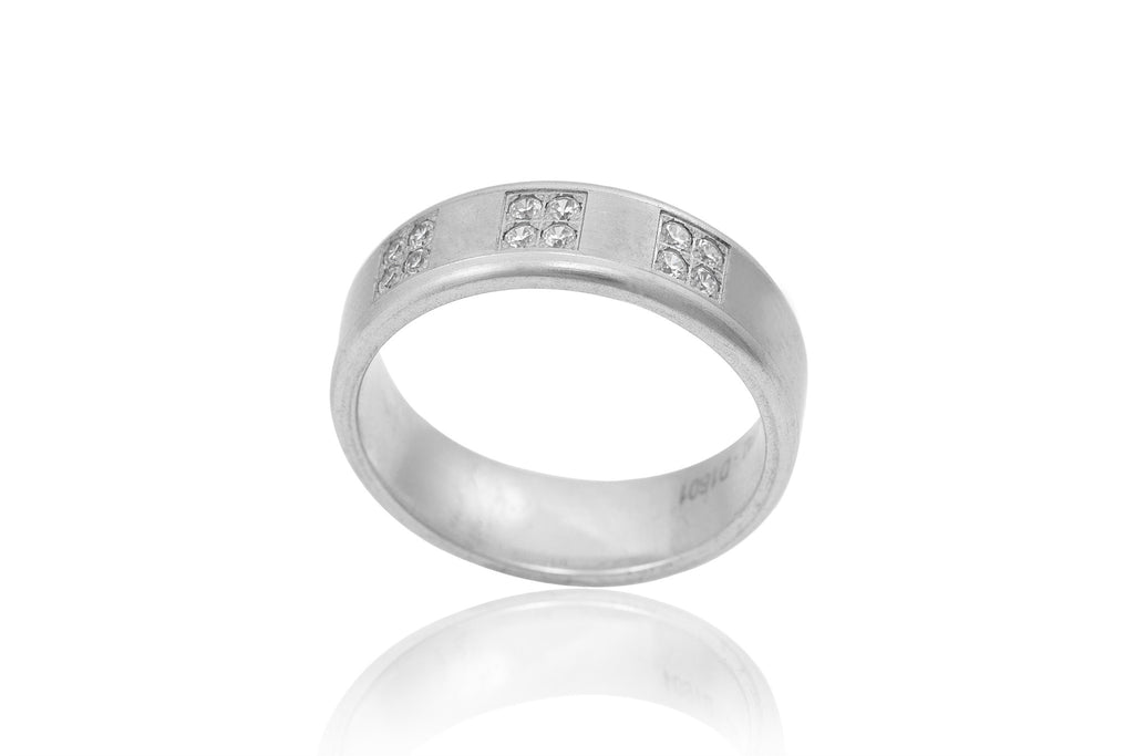 14K Shiny Soft Edged With Polished Mat Centre 6mm Wedding Ring
