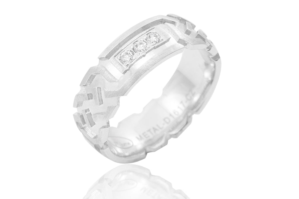 14K Polished Mat and Polished Combo Celtic Design Diamond 6.4mm Wedding Ring