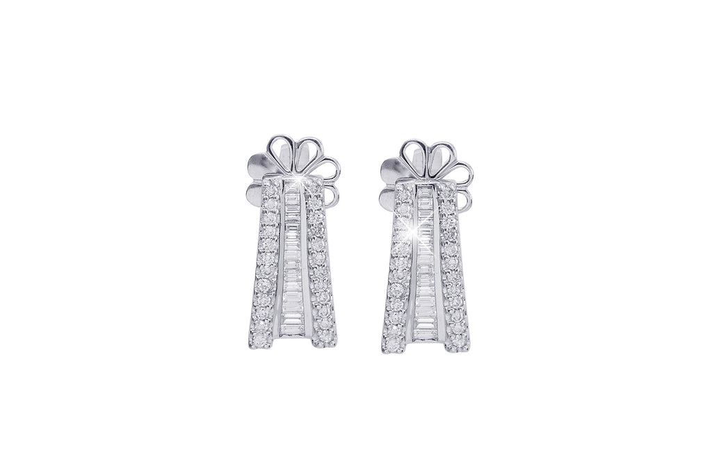Multi Cut Diamond 18K White Gold Earrings - OUT OF STOCK