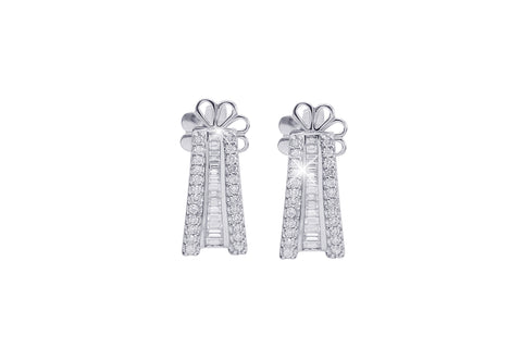 Multi Cut Diamond 18K White Gold Earrings - OUT OF STOCK