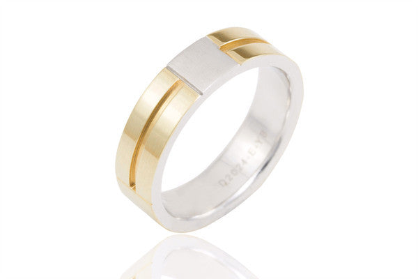 14K Bi Colour Extra Thick 6mm Wedding Ring