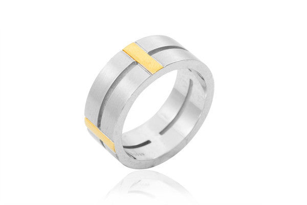 9K Bi-Colour Extra Thick Centre Split 9mm Wedding Ring