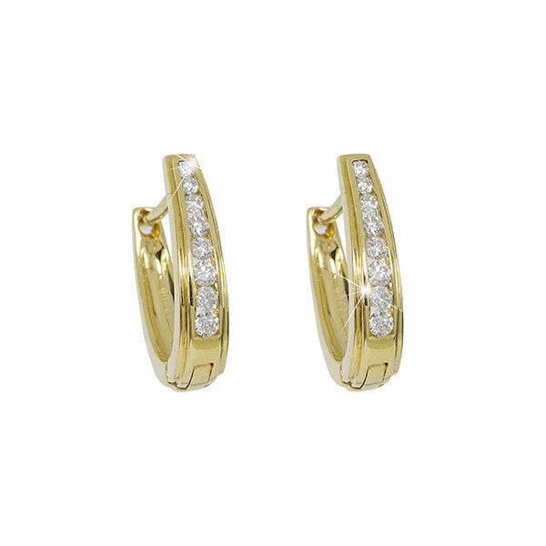 Diamond 18K Yellow Gold Hoop Earrings - OUT OF STOCK