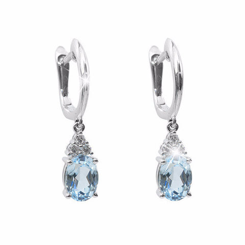 Blue Topaz and Diamond 18K White Gold Earrings