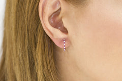Ruby and Diamond Hoop 18K White Gold Earrings