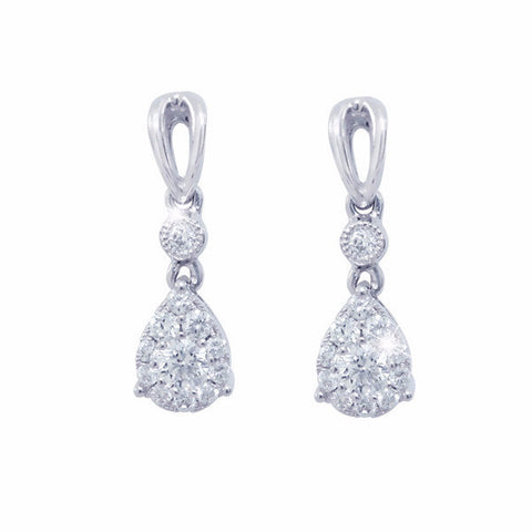 Diamond Drop Shaped 18K White Gold Earrings - OUT OF STOCK