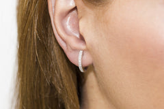Diamond 18K White Gold Hoop Earrings - OUT OF STOCK
