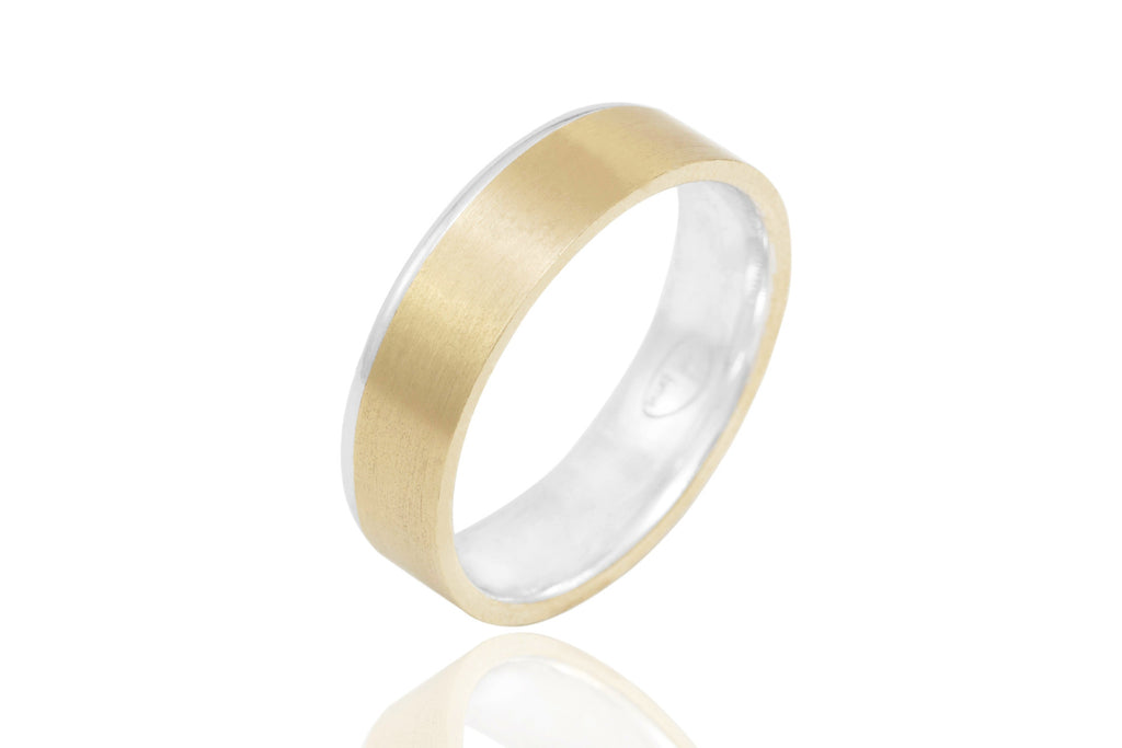 18K Bi Colour Polished Mat with Shiny Edge 6mm Wedding Ring