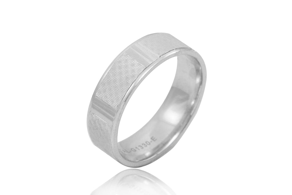 18K Jagged Polished Mat and Shiny 6.50mm Wedding Ring