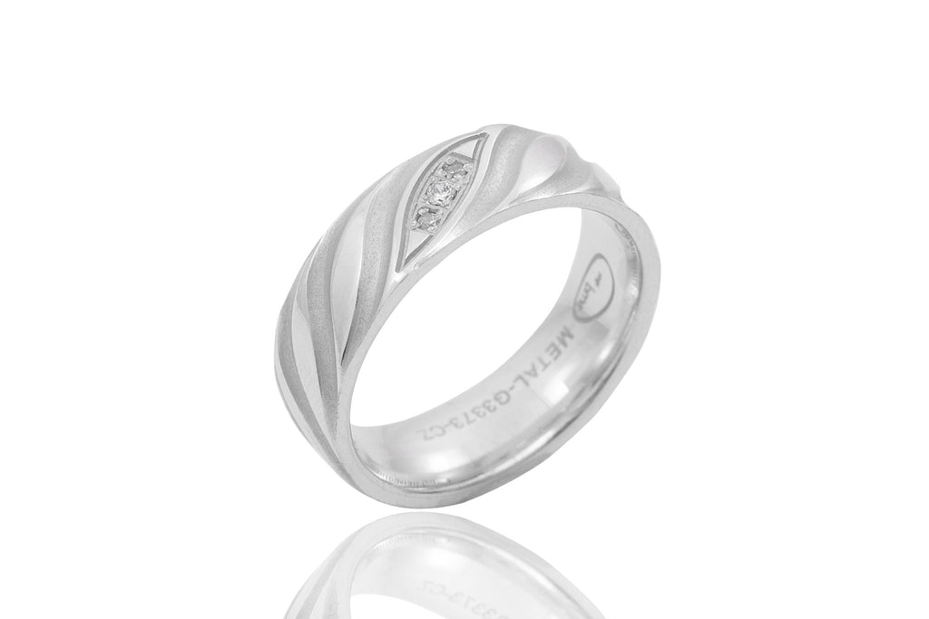 18K Polished and Polished Combo Diamond 6mm Wedding Ring