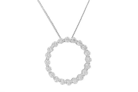 Diamond Circle Shaped 18K White Gold Pendant