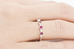 Vintage Look Ruby and Diamond 18K White Gold Ring - OUT OF STOCK