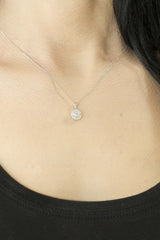 Halo Diamond 18K White Gold Pendant - OUT OF STOCK