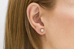 Round Cut Diamond 18K Yellow Gold Stud Earrings