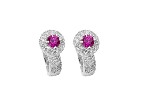 Ruby and Diamond 18K White Gold Earrings - OUT OF STOCK