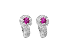 Ruby and Diamond 18K White Gold Earrings - OUT OF STOCK