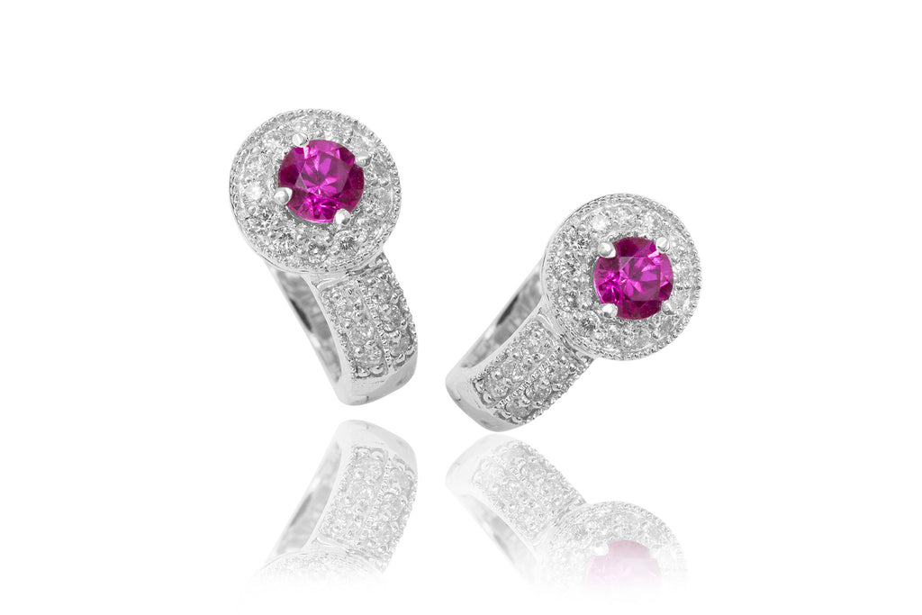 Ruby and Diamond 18K White Gold Earrings - OUT OF STOCK
