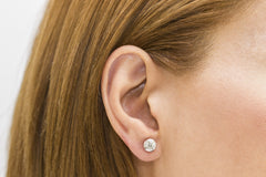 Rub Over Diamond 18K White Gold Stud Earrings - OUT OF STOCK