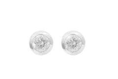Rub Over Diamond 18K White Gold Stud Earrings - OUT OF STOCK