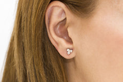 Three Stone Diamond 18K White Gold Stud Earrings