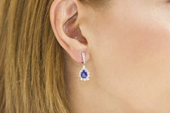 Blue Sapphire and Diamond Multi Cut 18K White Gold Chandelier Earrings