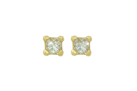 Princess Cut Diamond 18K Yellow Gold Stud Earrings - OUT OF STOCK