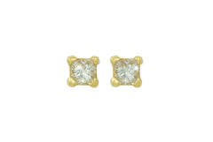 Princess Cut Diamond 18K Yellow Gold Stud Earrings - OUT OF STOCK