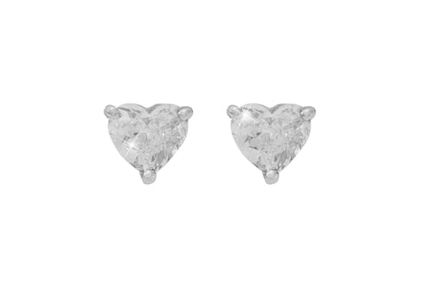 Diamond Heart Cut 18K White Gold Stud Earrings - OUT OF STOCK