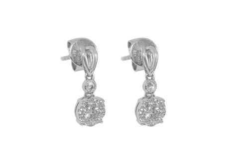 Diamond 18K White Gold Dangly Earrings - OUT OF STOCK