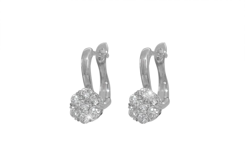 Diamond Cluster 18K White Gold Earrings - OUT OF STOCK