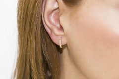 Baguette Cut Diamond 18K Yellow Gold Hoop Earrings