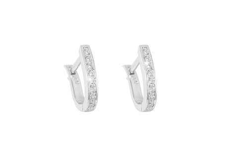 Diamond 18K White Gold Hoop Earrings - OUT OF STOCK