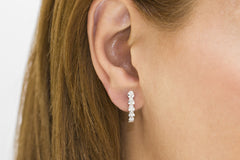 Rub Over Diamond 18K White Gold Hoop Earrings