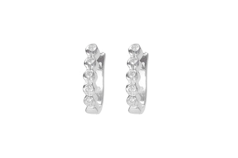 Rub Over Diamond 18K White Gold Hoop Earrings