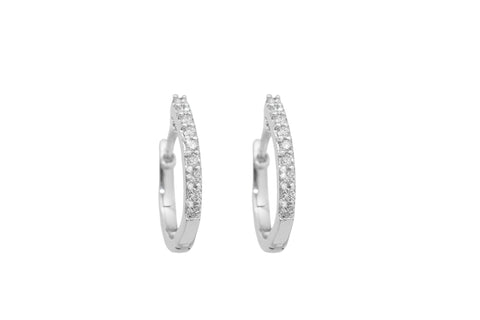 Diamond 18K White Gold Hoop Earrings