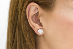 Diamond Mirror Effect 18K White Gold Stud Earrings