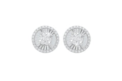 Diamond Mirror Effect 18K White Gold Stud Earrings